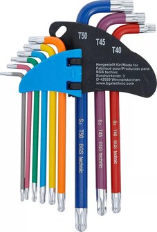 Winkelschlussel-Satz Multicolour T-Profil (fur Torx) mit Kugelkopf T10 - T50 9-tlg