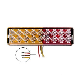 R&uuml;ckleuchte 12/24V 3 Funktionen 135x38mm LED mit Halter schwarz