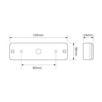 R&uuml;ckleuchte 12/24V 3 Funktionen 135x38mm LED mit Halter schwarz