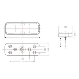 R&uuml;ckleuchte 5 Funktionen 284x100mm 36LED