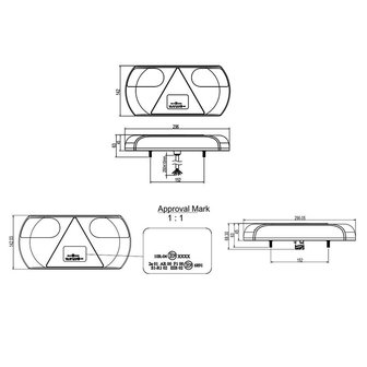 R&uuml;ckleuchte 6 Funktionen 296x142mm 32LED rechts