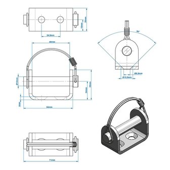 Halterung f&uuml;r Stellbordscharnier SPP UZ-02A