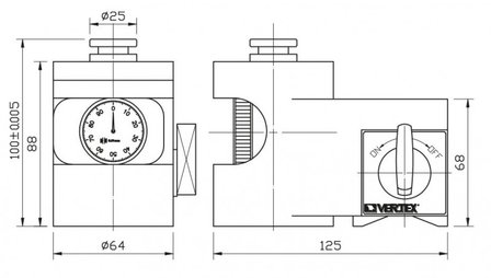 Magnetische Nullpunkt-/H&ouml;henverstellvorrichtung 100 mm