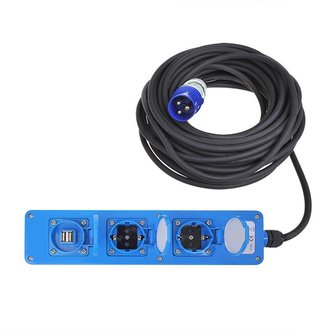 CEE 3-fach Steckdosenleiste 20M (2xSchuko + 1x2-USB)