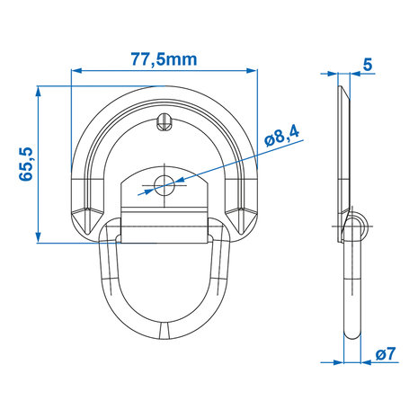 Zurrmulde 76x66mm