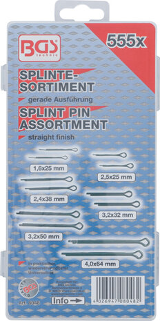 Splinte-Sortiment - 555-tlg. - im Sortimentskasten