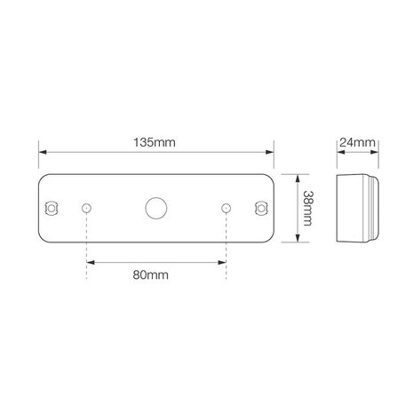 Rückleuchte 12/24V 3 Funktionen 135x38mm LED mit Halter schwarz