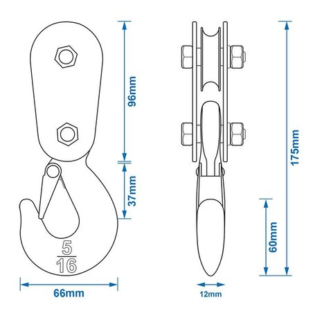 Umlenkrolle mit Haken für elektrische Seilwinde