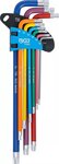 Winkelschlussel-Satz Multicolour extra lang T-Profil (fur Torx) mit Bohrung T10 - T50 9-tlg