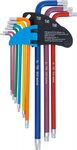 Winkelschlussel-Satz Multicolour extra lang T-Profil (fur Torx) mit Bohrung T10 - T50 9-tlg