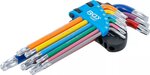 Winkelschlussel-Satz Multicolour T-Profil (fur Torx) mit Kugelkopf T10 - T50 9-tlg