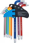 Winkelschlussel-Satz Multicolour T-Profil (fur Torx) mit Kugelkopf T10 - T50 9-tlg