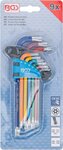 Winkelschlussel-Satz Multicolour T-Profil (fur Torx) mit Bohrung und Kugelkopf T10 - T50 9-tlg