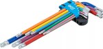 Winkelschlussel-Satz Multicolour extra lang T-Profil (fur Torx) mit Bohrung und Kugelkopf T10 - T50 9-tlg