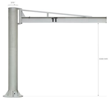 Saulenschwenkkran, manuell, 1 Tonne, Auslegerlange 3 m