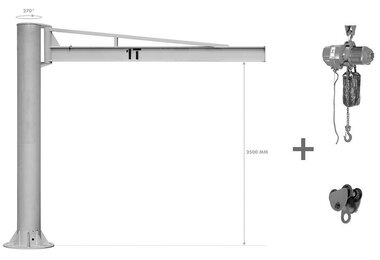 Saulenschwenkkranset 1t Elektrokettenzug 1t mit Haken