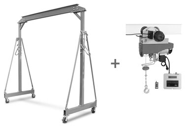 Portalkran 2t + elektrisches Hebezeug und Laufkatze 500/1000kg