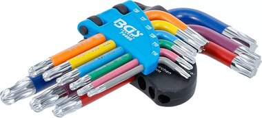 Winkelschlussel-Satz Multicolour kurz T-Profil (fur Torx) mit Kugelkopf T10 - T50 9-tlg