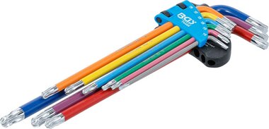 Winkelschlussel-Satz Multicolour extra lang T-Profil (fur Torx) mit Kugelkopf T10 - T50 9-tlg